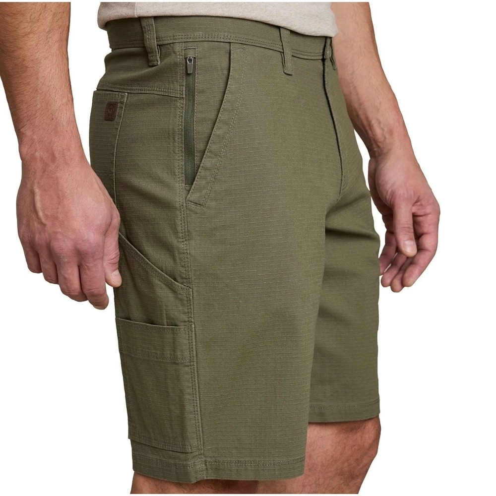 Weatherproof Mens Utility Stretch Rip Stop Shorts 40W Green 10 Inch Inseam‎